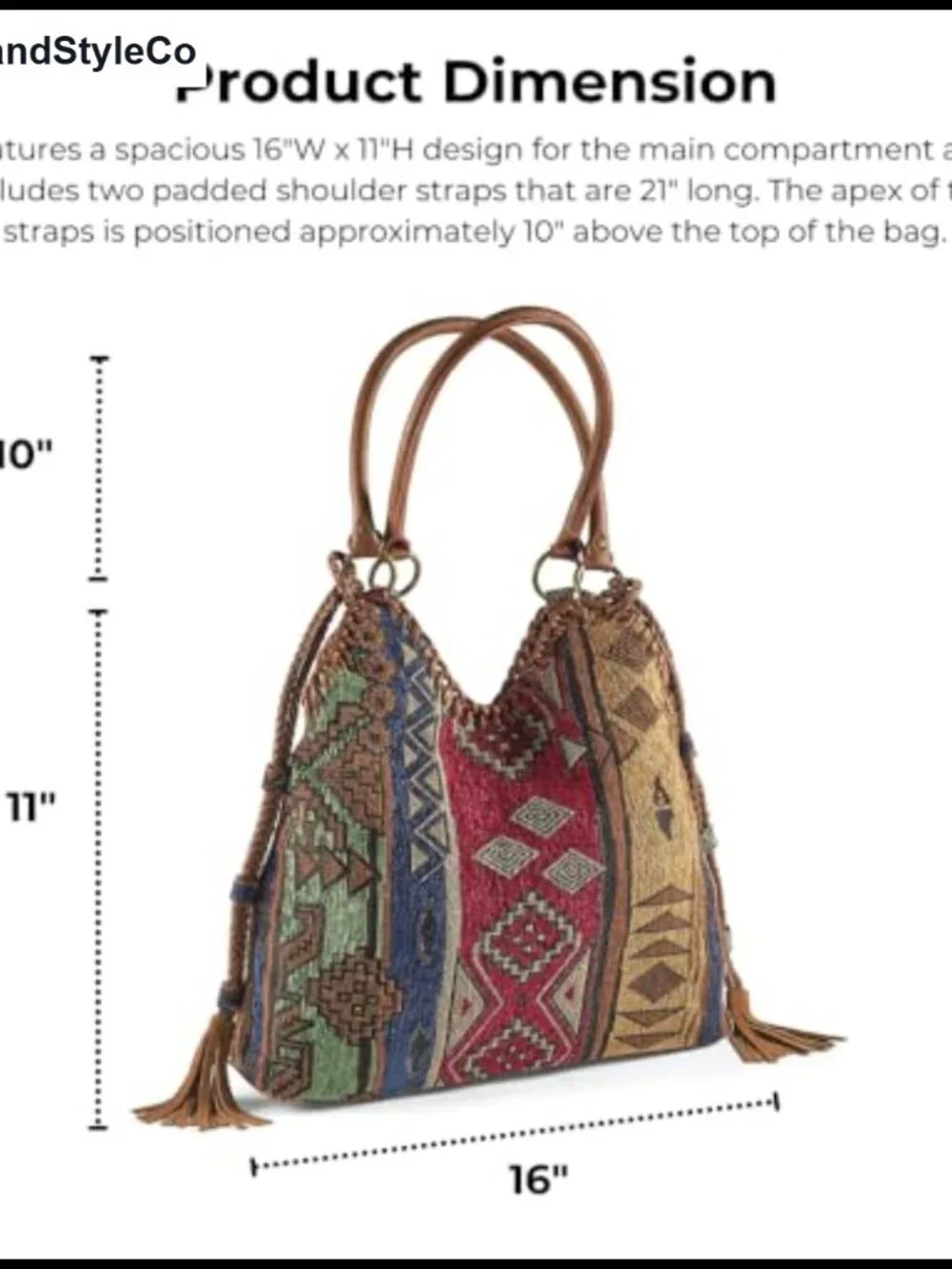 Tapestry Slouchy Hobo Purse with Faux Leather Trim, Snap Closure, Lined